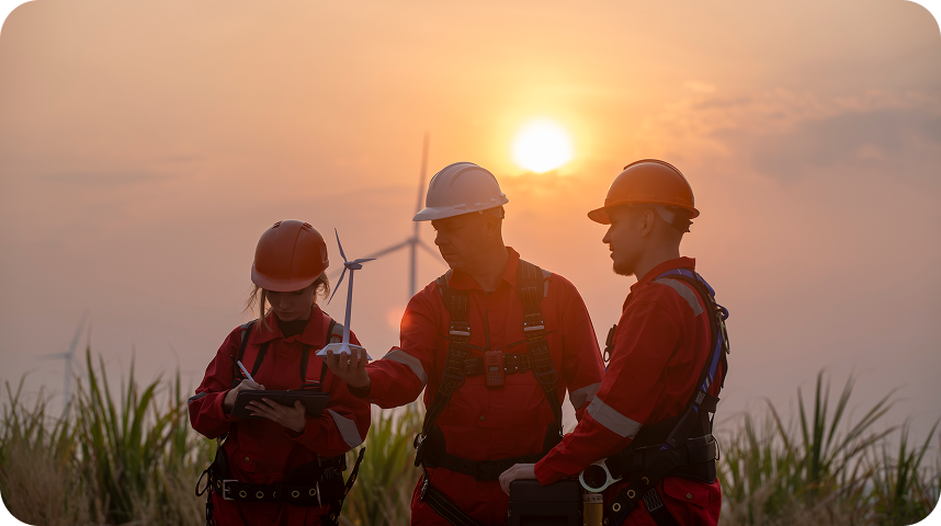 Exploration team assessing ground in the field